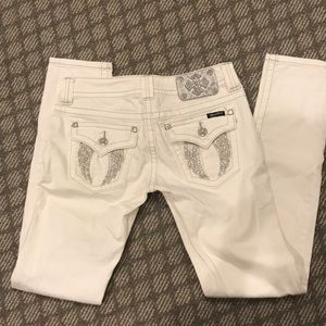 Miss Me White Skinny Jeans Angel Wing Pockets s 27